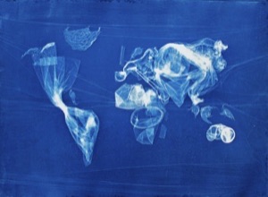 PLASTIC MAP. Cyanotype.