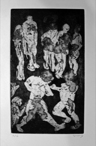 LA PELEA. Etching.